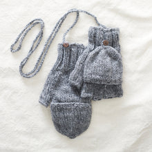 GUPTA Knit Wool Lined Mitten Fingerless Gloves Light Grey