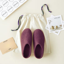 MITA Handmade Eco Felt Mule Slippers Suede Sole Plum Purple