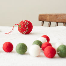 NAINA Embroidered Eco Beaded Felt Bauble Art Deco Set 3 Christmas