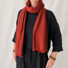 HARIHAR Soft Herringbone Felted Merino Wool Scarf Chilli Brown