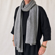 HARIHAR Soft Herringbone Felted Merino Wool Scarf Charcoal Grey