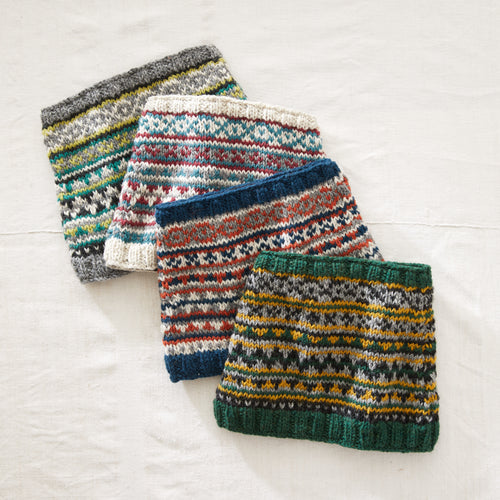 HIRA Fair Isle Knit Wool Lined Neckwarmer Scarf