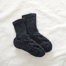 JANA Cable Knit Wool Cosy Lined Slipper Socks Dark Grey