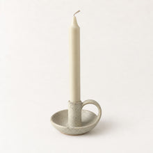 JYOTI Stoneware Hand Candlestick Holder With Plate Cream Sand