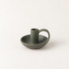JYOTI Stoneware Hand Candlestick Holder With Plate Green Cardamom