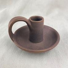 JYOTI Stoneware Hand Candlestick Holder With Plate Mineral Brown
