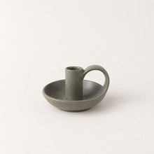 JYOTI Stoneware Hand Candlestick Holder With Plate Seafoam Beige