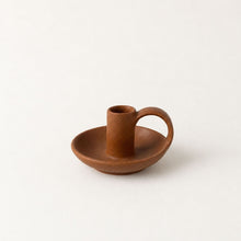 JYOTI Stoneware Hand Candlestick Holder With Plate Terracotta Orange