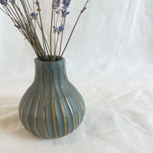 KALIKA Stoneware Textured Stripe Bottle Bud Vase