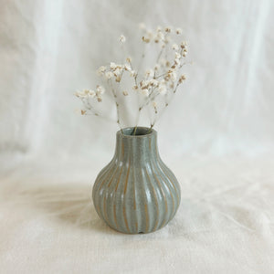 KALIKA Stoneware Textured Stripe Bottle Bud Vase