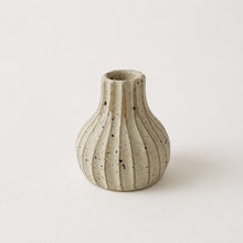 KALIKA Stoneware Textured Stripe Bottle Bud Vase Cream Sand