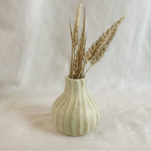 KALIKA Stoneware Textured Stripe Bottle Bud Vase Cream Sand