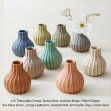 KALIKA Stoneware Textured Stripe Bottle Bud Vase Yellow Ginger