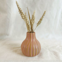 KALIKA Stoneware Textured Stripe Bottle Bud Vase Seashell Pink