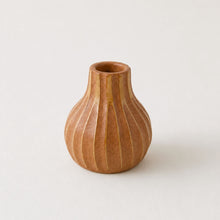 KALIKA Stoneware Textured Stripe Bottle Bud Vase Terracotta Orange