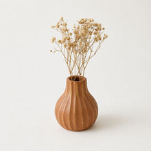 KALIKA Stoneware Textured Stripe Bottle Bud Vase Terracotta Orange