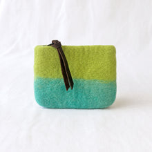 LILA Handmade Felt Ombre Two Tone Zip Purse Green Tea