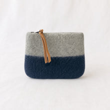 LILA Handmade Felt Ombre Two Tone Zip Purse Navy Blue