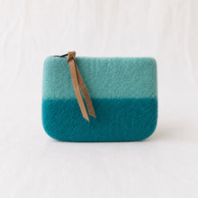 LILA Handmade Felt Ombre Two Tone Zip Purse Sea Glass Green