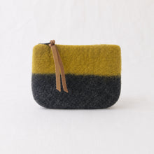 LILA Handmade Felt Ombre Two Tone Zip Purse Mustard Yellow