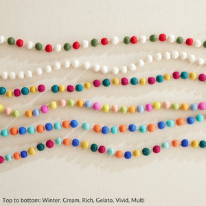 UTSHA Boho Mini Felt Ball Pompom Garland 200cm