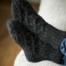 JANA Cable Knit Wool Cosy Lined Slipper Socks Dark Grey