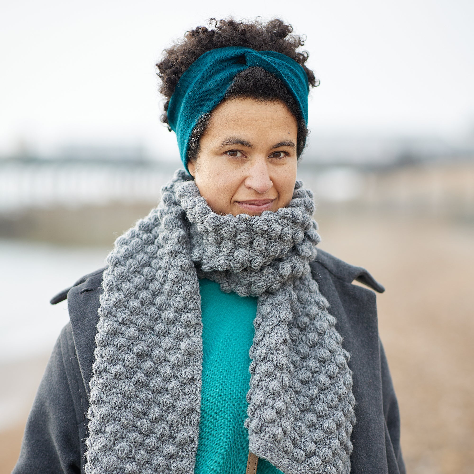 TEJASEE Chunky Oversized Boho Bobble Wool Scarf – AURA QUE