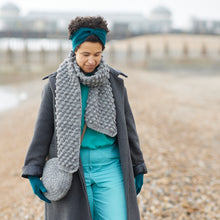 TEJASEE Chunky Oversized Boho Bobble Wool Scarf Light Grey