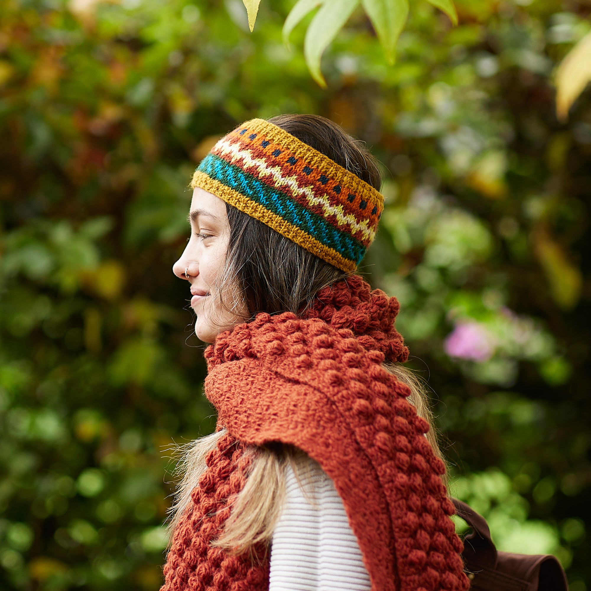 TEJASEE Chunky Oversized Boho Bobble Wool Scarf AURA QUE