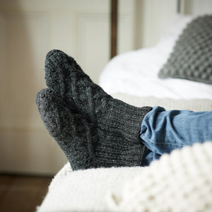 JANA Cable Knit Wool Cosy Lined Slipper Socks