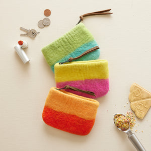 LILA Handmade Felt Ombre Two Tone Zip Purse