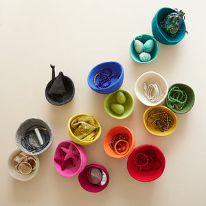 NEERJA Stacking Trinket Pots Felt Azo Free 3pc Set