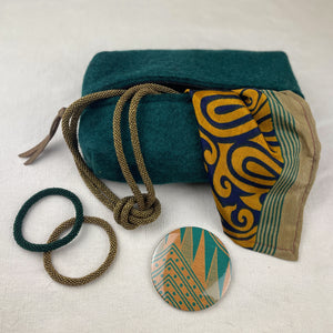 FULI Recycled Sari Fabric Handbag Travel Mirror