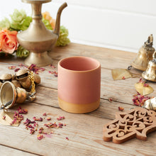 DIGANTA Part Glazed Handleless Mug Toothbrush Holder Seashell Pink