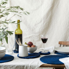 MILDO Handmade Felt Ball Table Mat Trivet Moody Blue