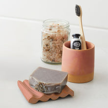 BIMAL Stoneware Ridged Rectangular Soap Dish Seashell Pink