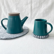 JOSILO Handmade Glazed Stoneware Teapot Teal Green