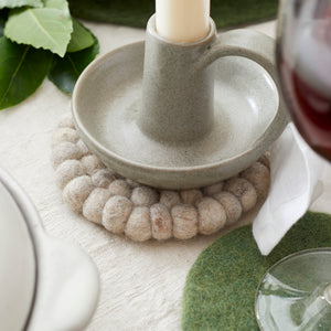 JYOTI Stoneware Hand Candlestick Holder With Plate