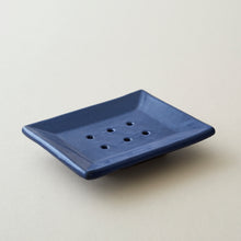 MAATI Handmade Glazed Stoneware Rectangular Soap Dish Cobalt Blue