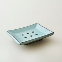 MAATI Handmade Glazed Stoneware Rectangular Soap Dish Ice Wash