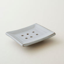 MAATI Handmade Glazed Stoneware Rectangular Soap Dish White Wash