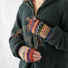 LAMBA Eco Wristwarmer Fingerless Gloves Waste Wool Rust Orange Multicolour