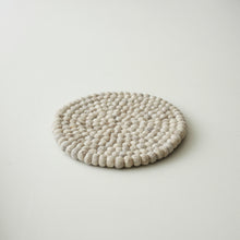 MILDO Handmade Felt Ball Table Mat Trivet Natural Beige