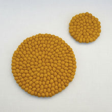 MILDO Handmade Felt Ball Table Mat Trivet Mustard Yellow