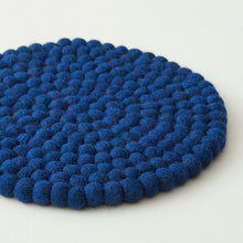 MILDO Handmade Felt Ball Table Mat Trivet Moody Blue