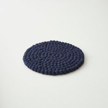 MILDO Handmade Felt Ball Table Mat Trivet Navy Blue