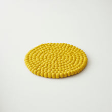 MILDO Handmade Felt Ball Table Mat Trivet Papaya Yellow