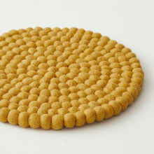 MILDO Handmade Felt Ball Table Mat Trivet Mustard Yellow