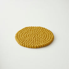 MILDO Handmade Felt Ball Table Mat Trivet Mustard Yellow