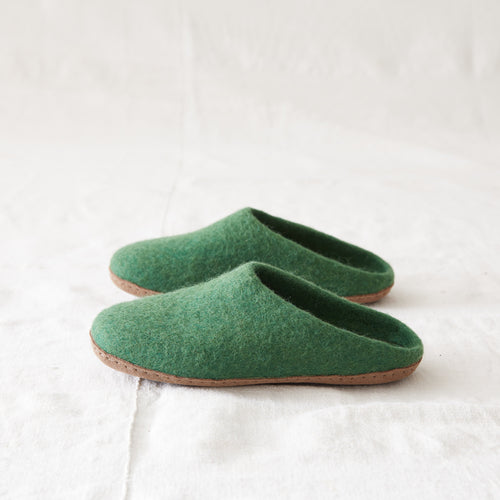 MITA Handmade Eco Felt Mule Slippers Limited Edition Ivy Green